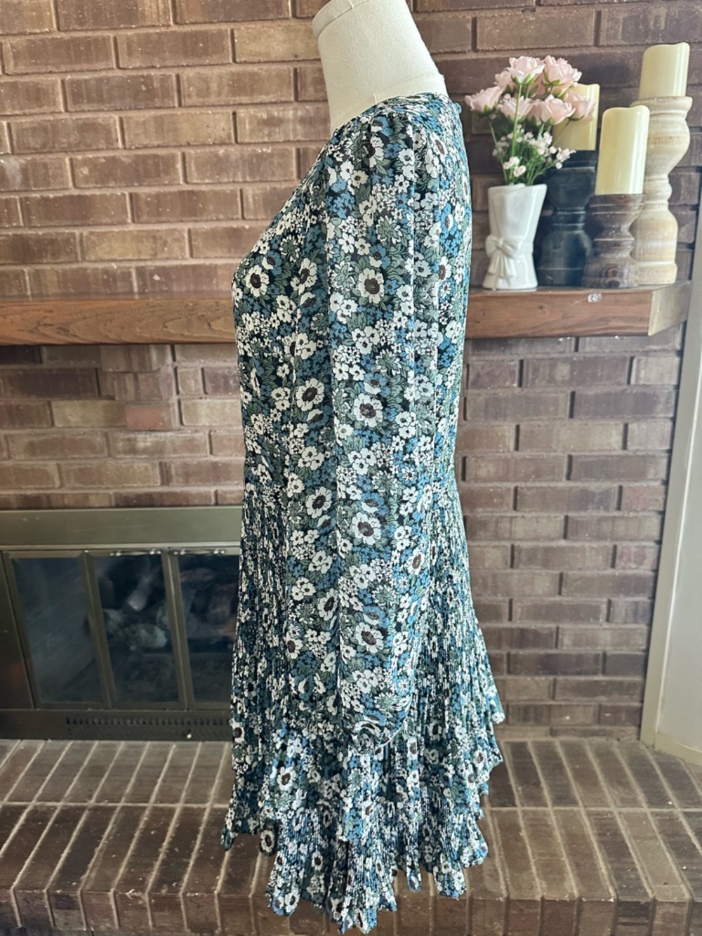 Boden Floral Micro Pleat Tiered Long Sleeve Dress Cottagecore Whimsical Elegant* - Picture 8 of 9
